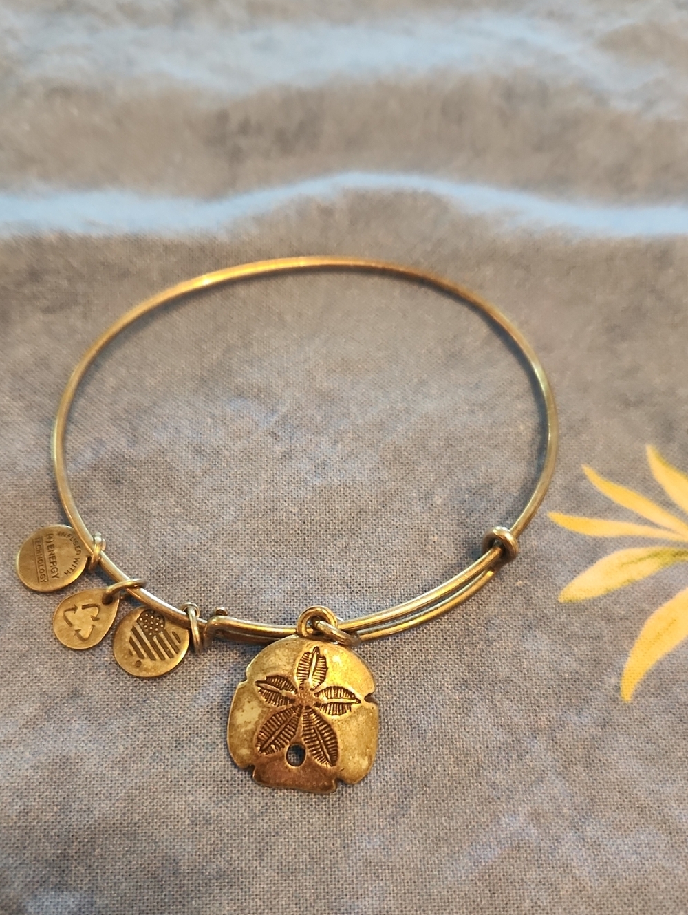 Alex And Ani Gold Tone Sand Dollar Charm Bangle Bracelet - Women Jewelry